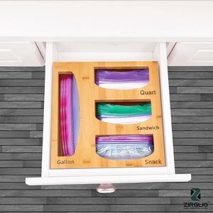 Bamboo plastic bags organizer dispenser wall mount or drawer. Perfect 🎁!!